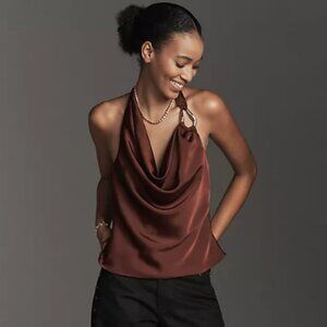 Anthropologie Silky Halter Hardware Top XL NEW